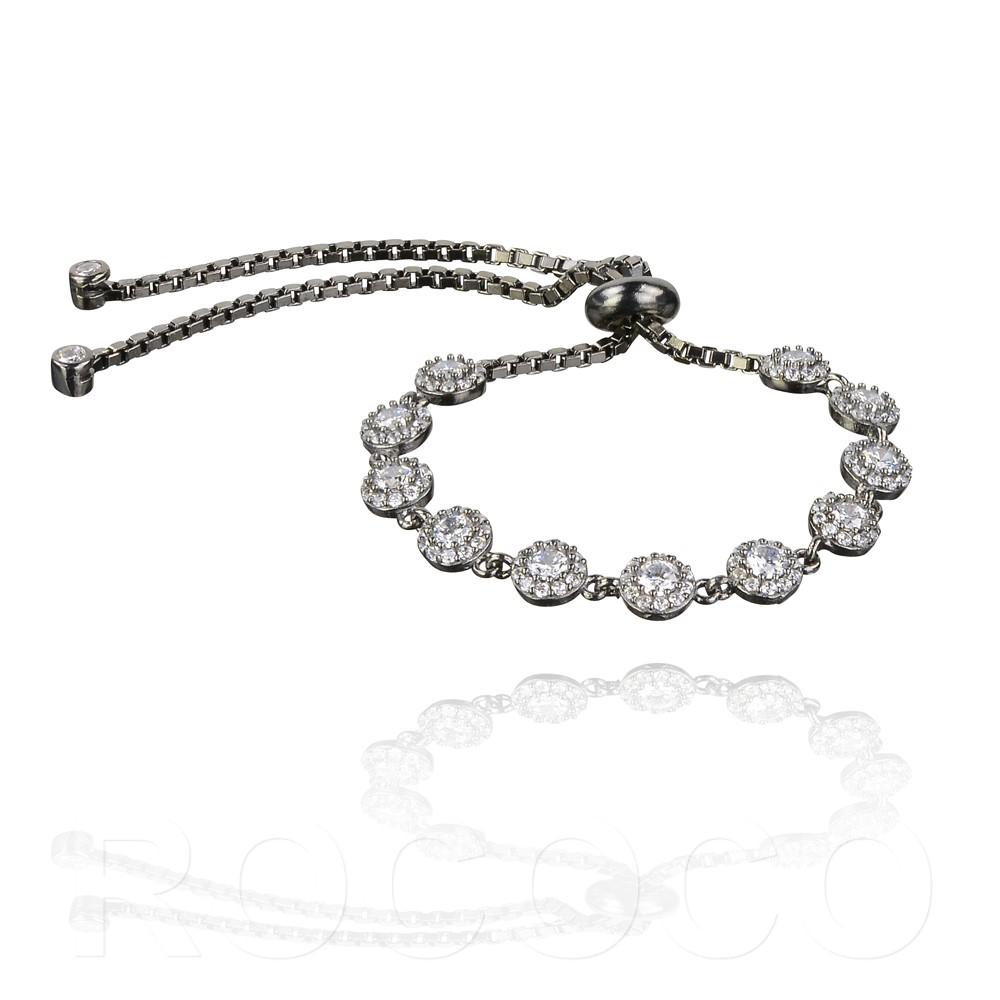 Black Rhodium Large flower tennis Bracelet - Inspirit Designs