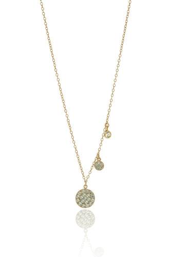 Gold Circle drop all white Cubic Zirconia Necklace - Inspirit Designs