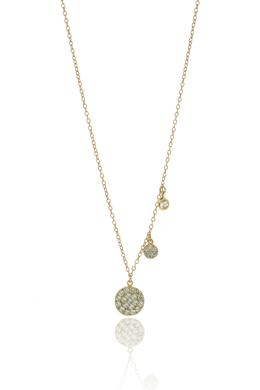 Gold Circle drop all white Cubic Zirconia Necklace - Inspirit Designs