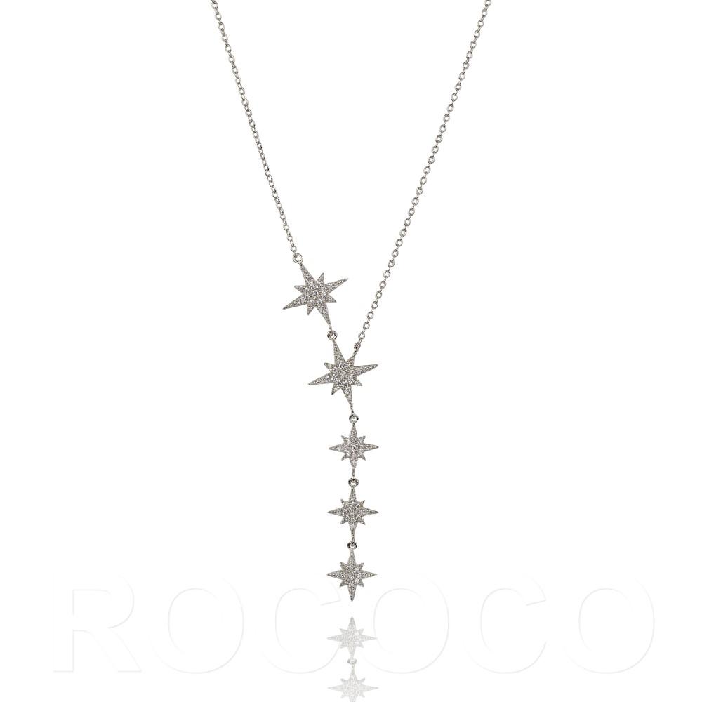 Rhodium 5 star short drop Y Necklace - Inspirit Designs