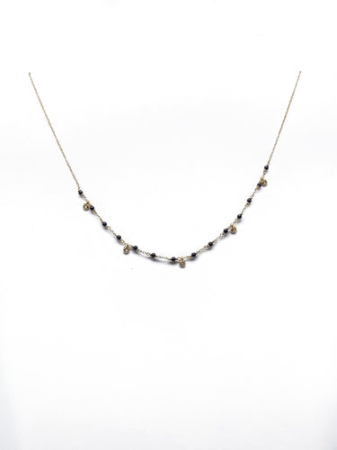 Gold Black Onyx and Cubic Zirconia drop Necklace - Inspirit Designs