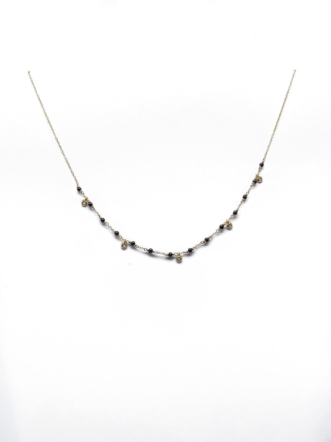 Gold Black Onyx and Cubic Zirconia drop Necklace - Inspirit Designs