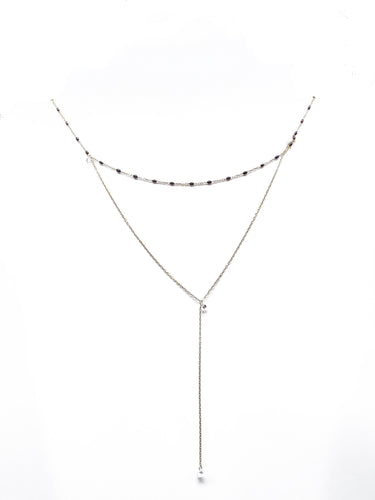 Gold Black 2 strand enamel and Y drop Necklace - Inspirit Designs