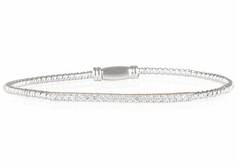 Silver Diamond pave bangle Bracelet - Inspirit Designs