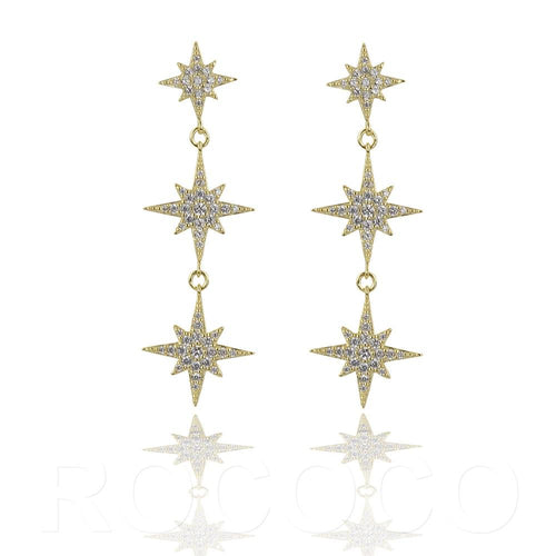 Gold Star Long hanging three star Earring - Inspirit Designs