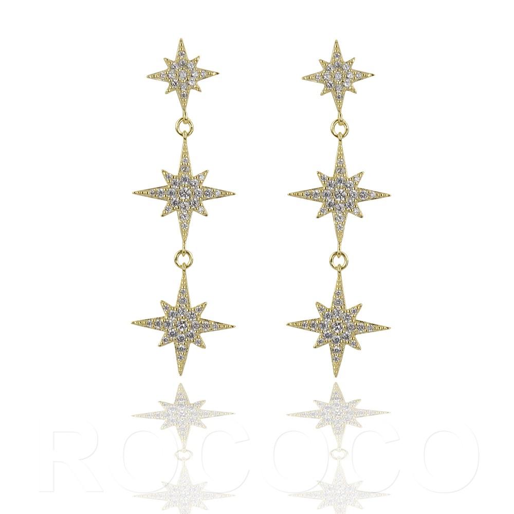 Gold Star Long hanging three star Earring - Inspirit Designs