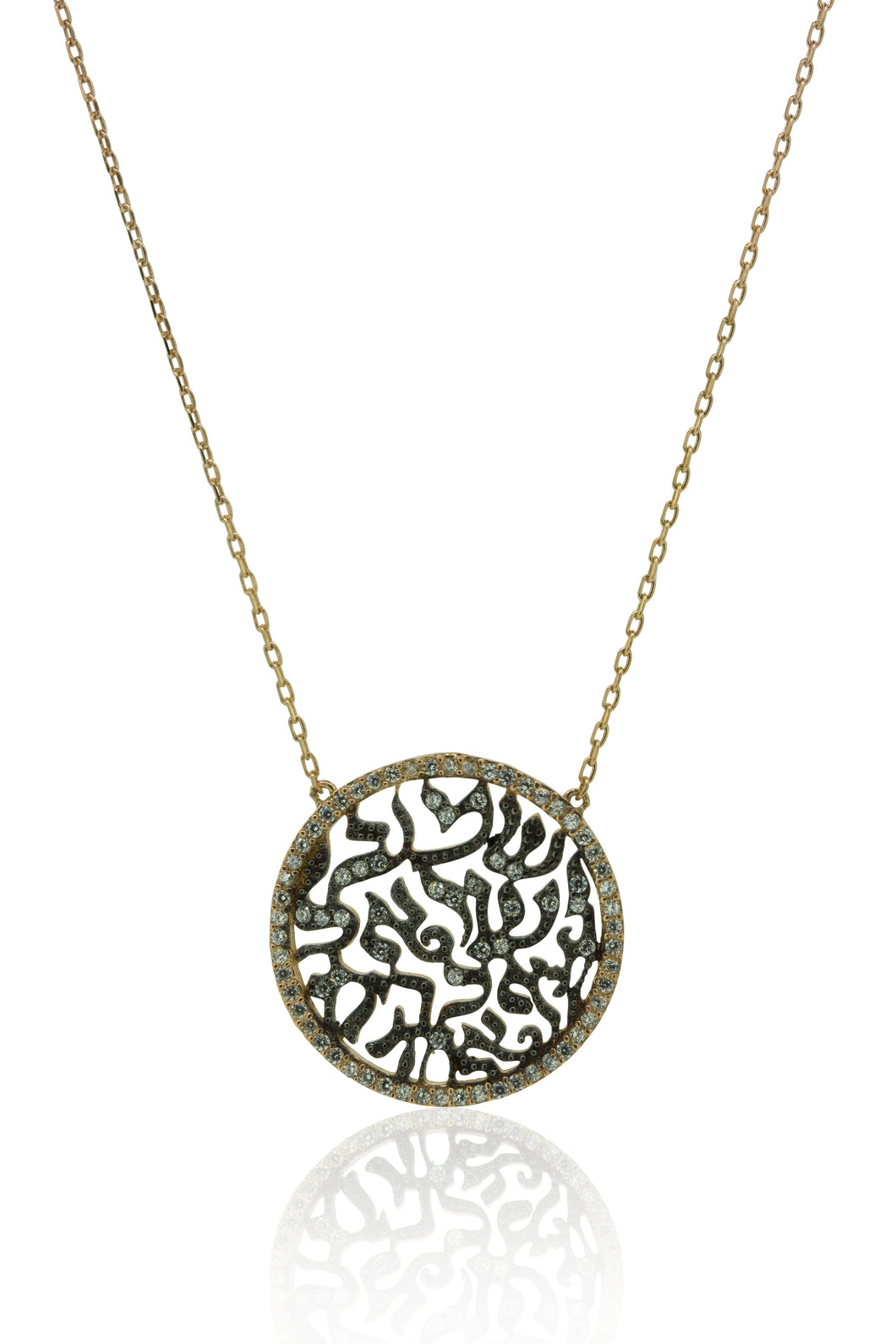 Gold Silver/Black Cubic Zirconia shema pendant Necklace - Inspirit Designs