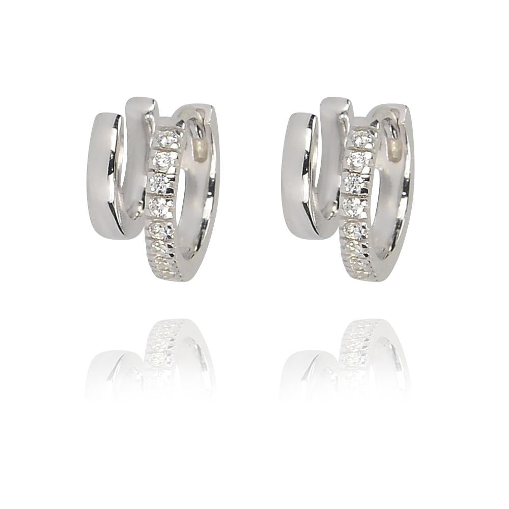 Silver Double huggy classic Earring - Inspirit Designs