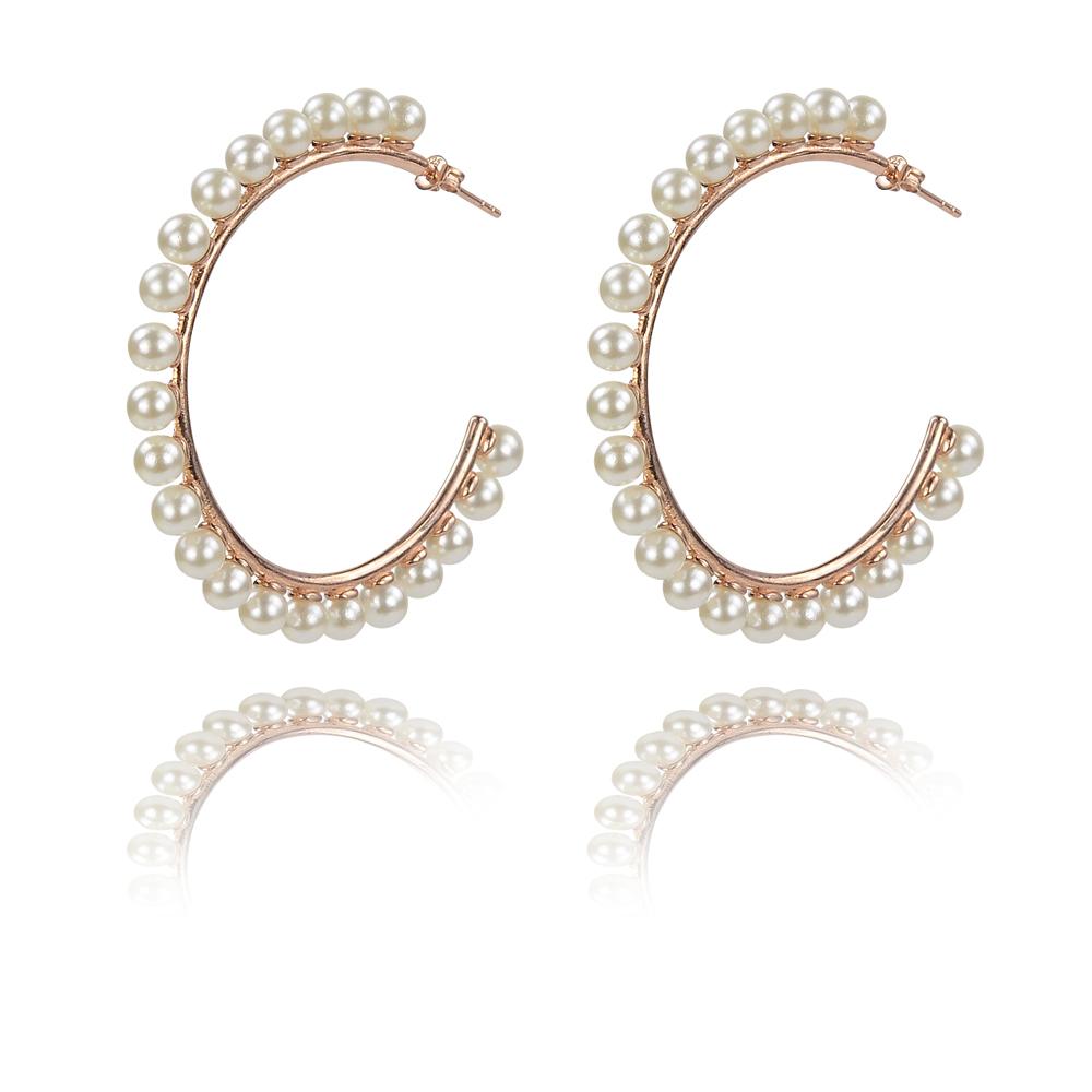 Gold Large Pearl hoops Earrings - Inspirit Designs