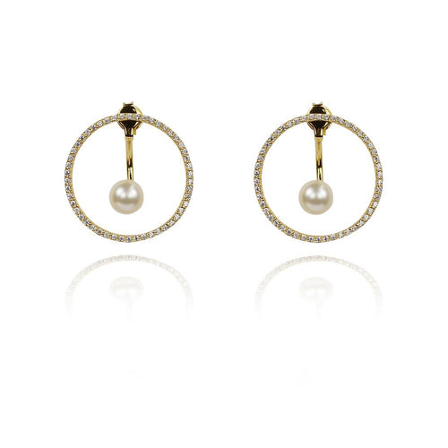 Gold Karma circle and Pearl drop Earring - Inspirit Designs