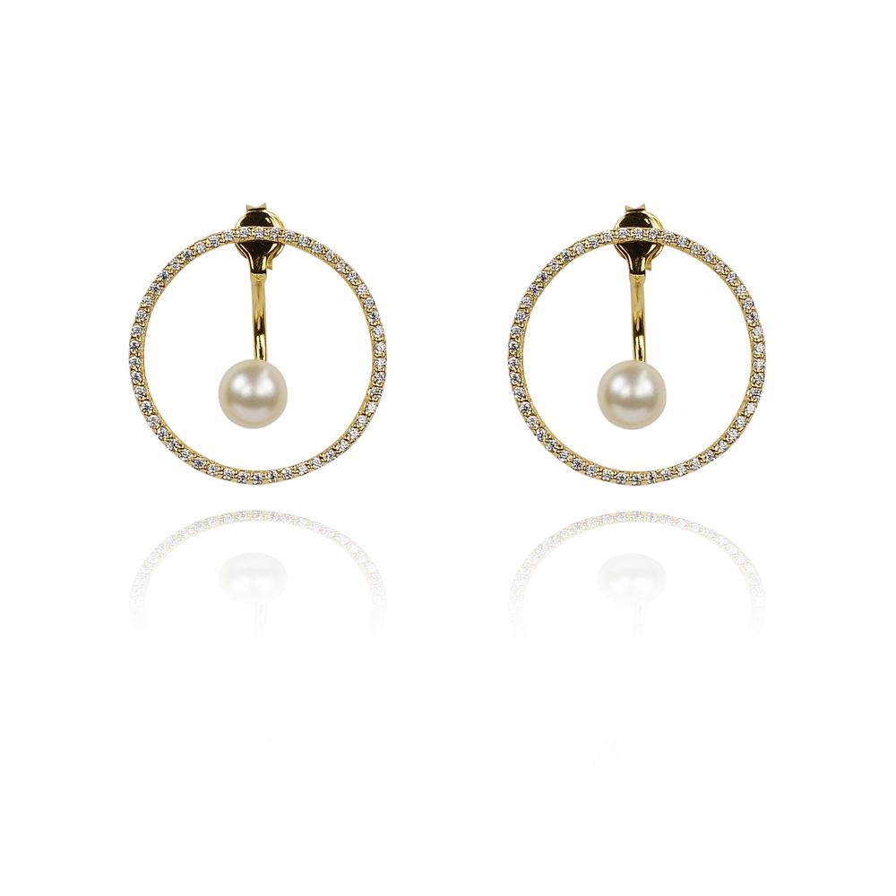 Gold Karma circle and Pearl drop Earring - Inspirit Designs