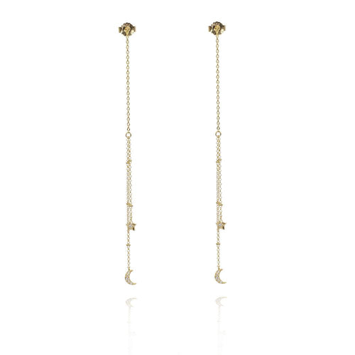 Gold Star and moon threader Earring - Inspirit Designs